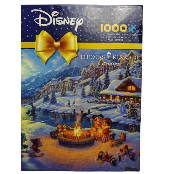 Ceaco Disney 1000-Piece Jigsaw Puzzle Mickey and Minnie Christmas Lodge - Picture 2 of 5